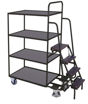 Wózek magazynowy do kompletacji, 4- półkowy, wysoki, RAL 7016 VARIOfit sw-600.617/AG