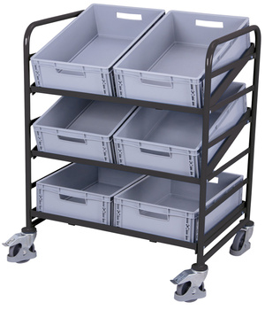 Wózek na EURO- skrzynki, z 6 skrzynkami z tworzywa VARIOfit sw-610.202/AG