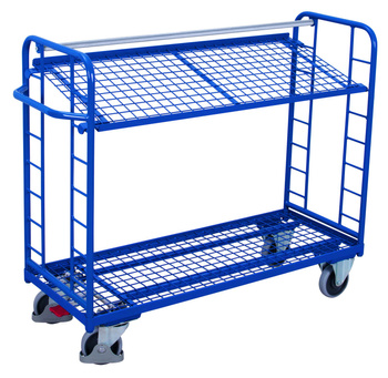 Wózek piętrowy z 2 półkami z siatki VARIOfit sw-640.223