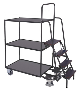 Wózek magazynowy do kompletacji, 4- półkowy, wysoki, RAL 7016 VARIOfit sw-600.616/AG