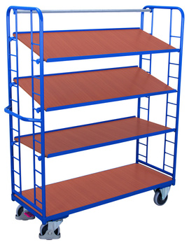 Wózek piętrowy z 4 półkami z płyty drewnopodobnej VARIOfit sw-540.202